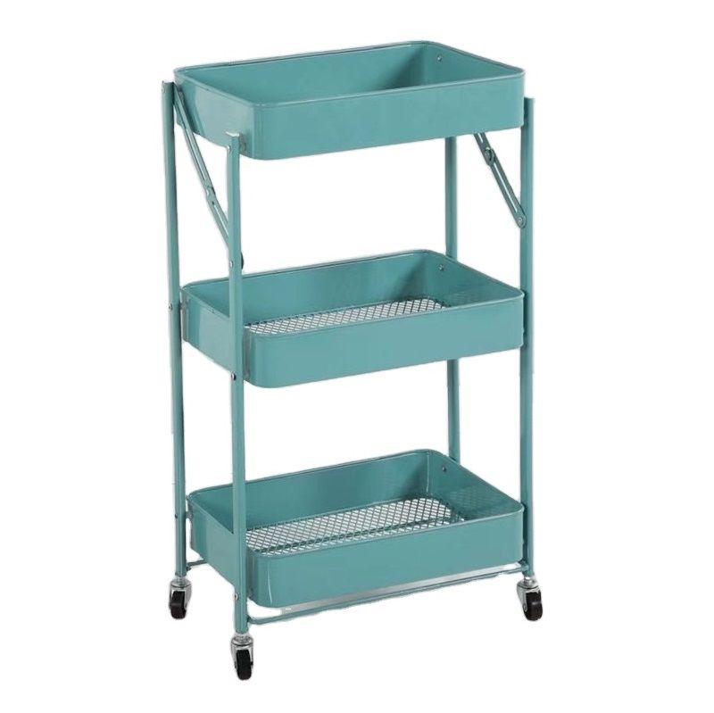 3 Tier Rolling Utility Cart Storage Trolley -Blue
