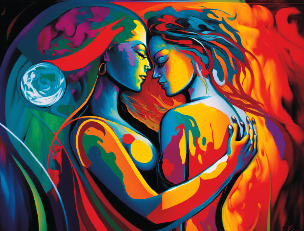 Canvas Wall Art - Canvas Wall Art: Passionate Embrace Abstract Painting - B1314 - [120 x 80 cm]
