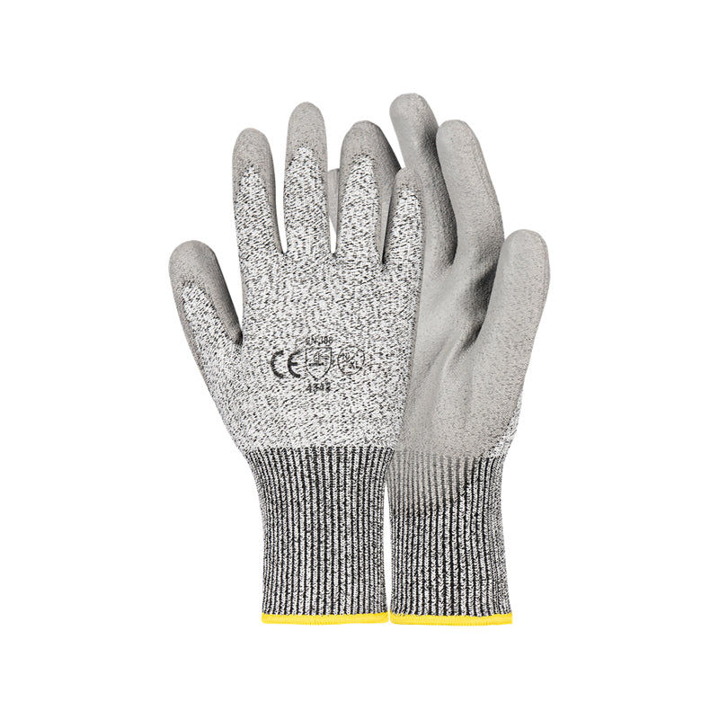 PIONEER SAFETY Cut Resistant Gloves Grey PU Palm Level 3 Size 10