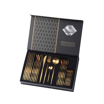 24 Piece Stainless Steel Cutlery Set - Gold
