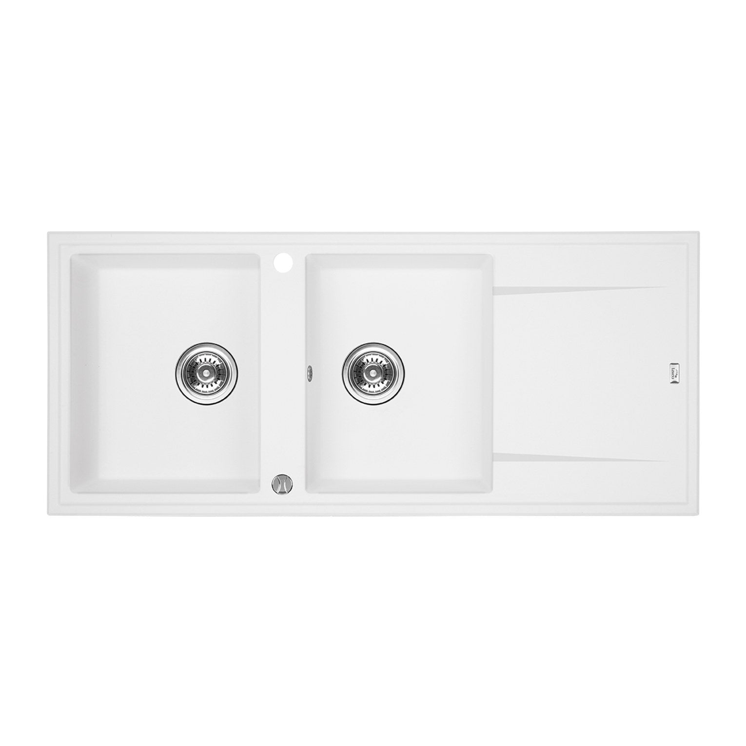 Laveo Megalo 1160 Granite Composite Kitchen Sink 2 Bowl with Drainer - White