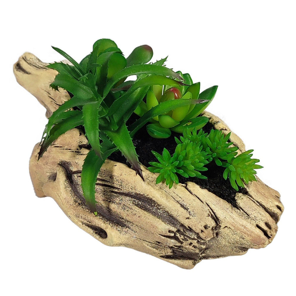 Artificial Succulent in Wooden Base 8x6.5cm