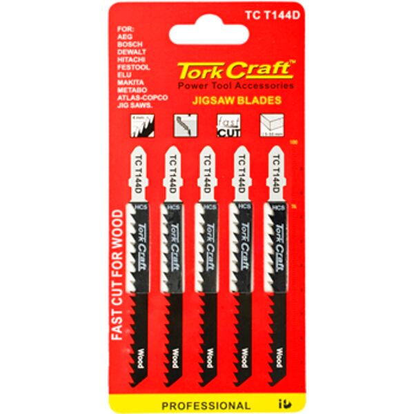 T-Shank Jigsaw Blade Fast Cut For Wood 4Mm 6Tpi 5Pc