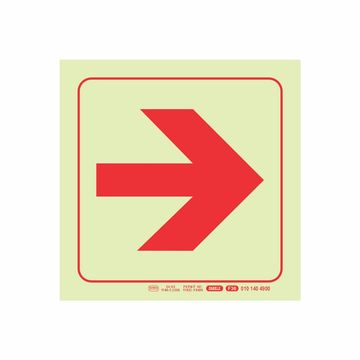 Photoluminescent 190mm Safety Sign F36 Arrow Right