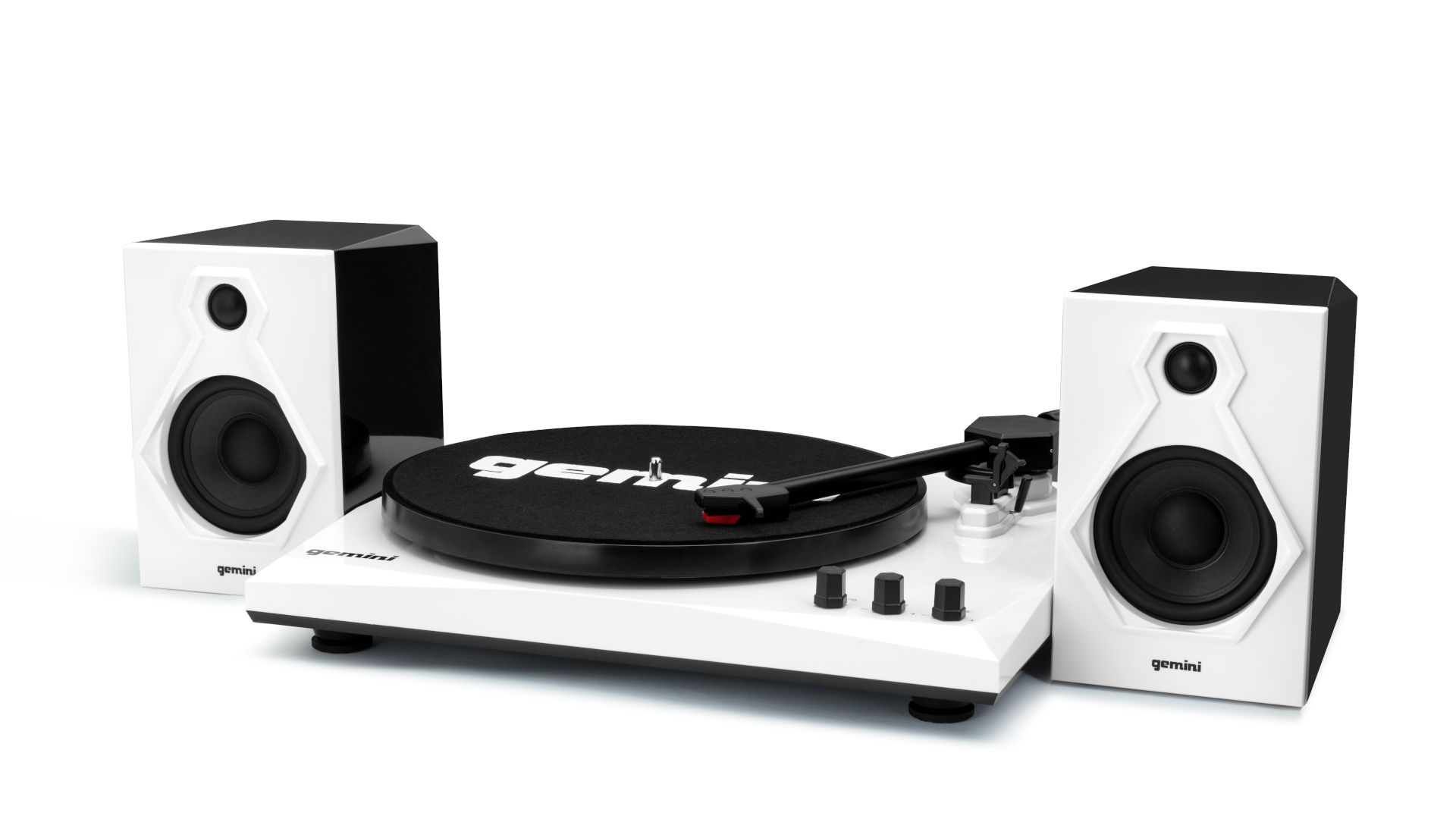Gemini TT 900 - 3-speed Turntable with Bluetooth 2-way Stereo Speakers - Black/White