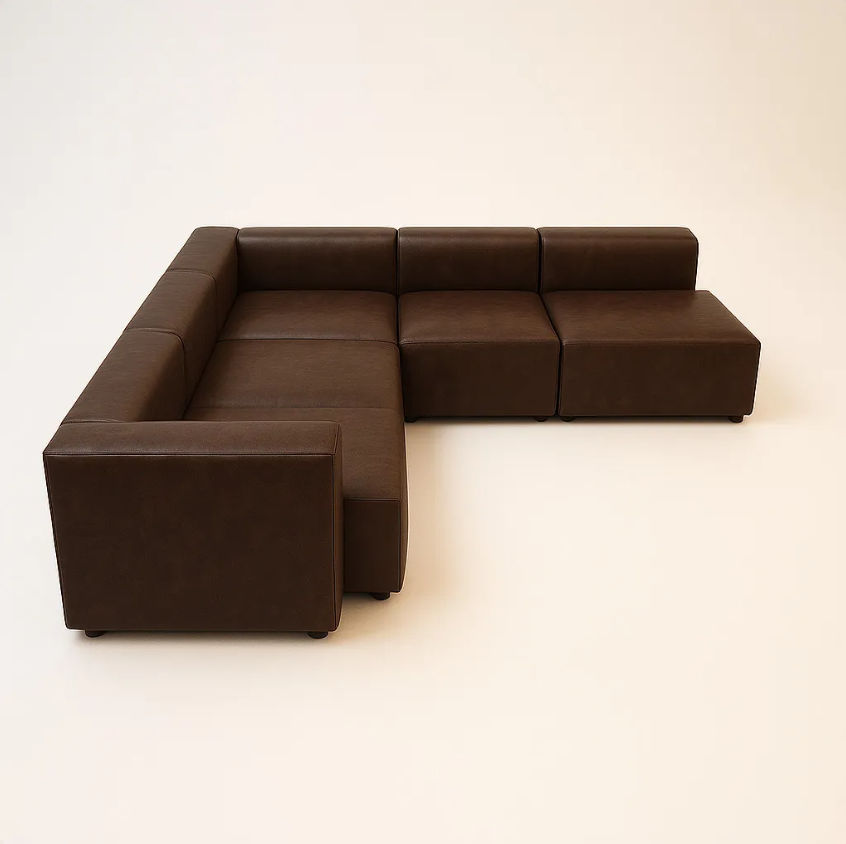 Lucia Modular leather Sofa Brown Left Sided