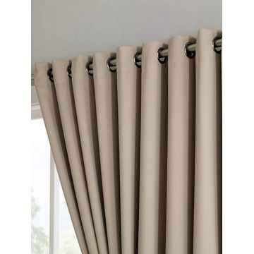 90% Blockout Beige Eyelet Curtain-140 Cm Width x 220 Cm Length