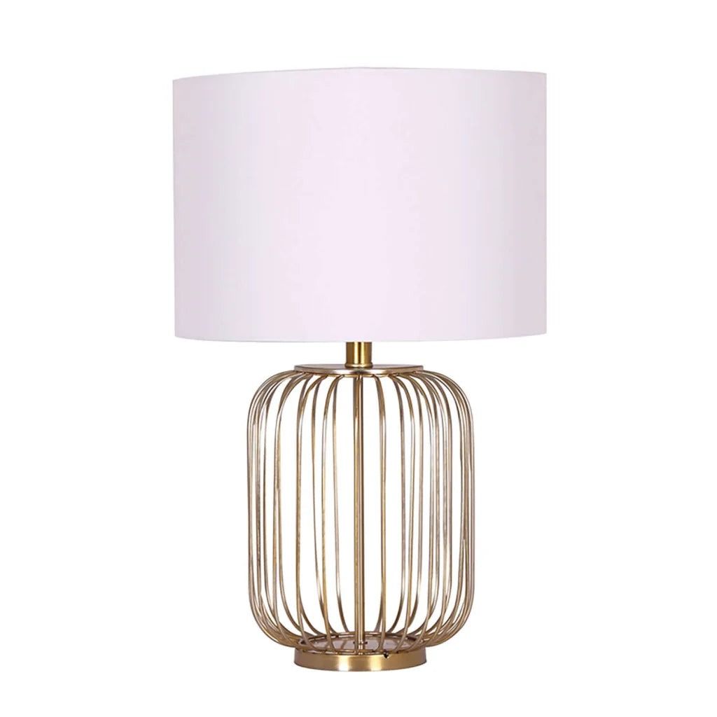 Vividitto - Tristan Metal Cage Base - Cream Fabric Shade
