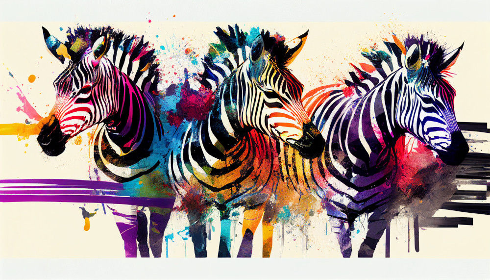 Canvas Wall Art - Canvas Wall Art –Three Zebras With Stripes - B1074 - [120 x 80 cm]