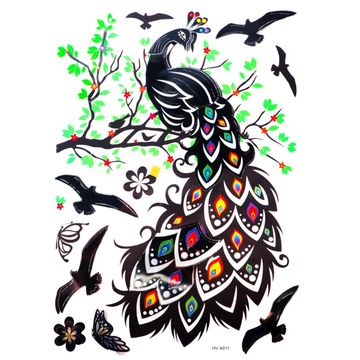 5D Wall Art Self Adhesive Sticker Sheet - Peacock Design
