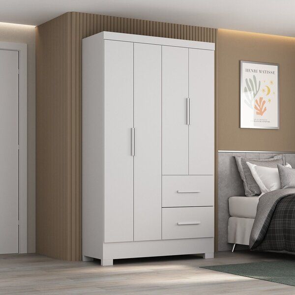 Primordial Max Double Wardrobe with 2 Drawers and 4 Doors-White