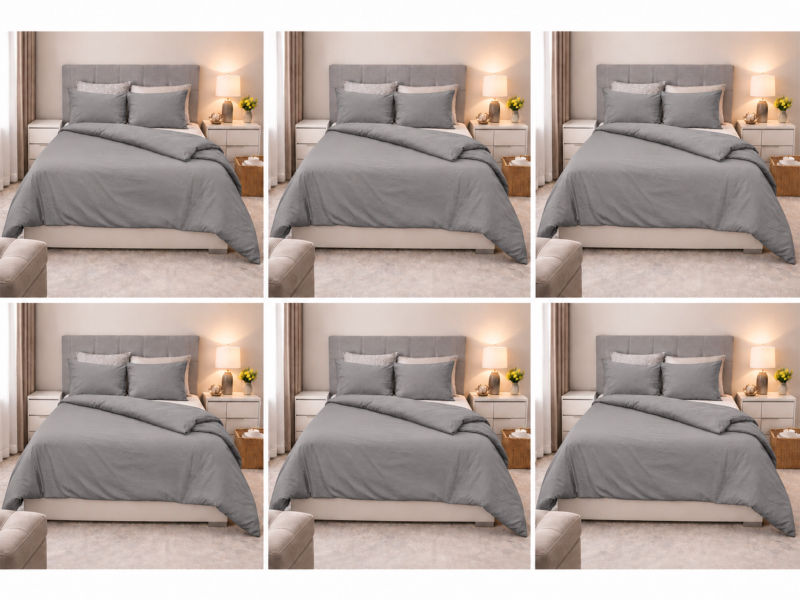 Everyday Collection Duvet Cover Set - Plain - 90GSM- (6Sets) Gray Flannel - Queen