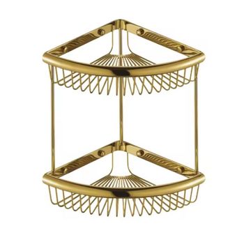 BATHROOM CORNER CADDY GOLD - DOUBLE SHELF