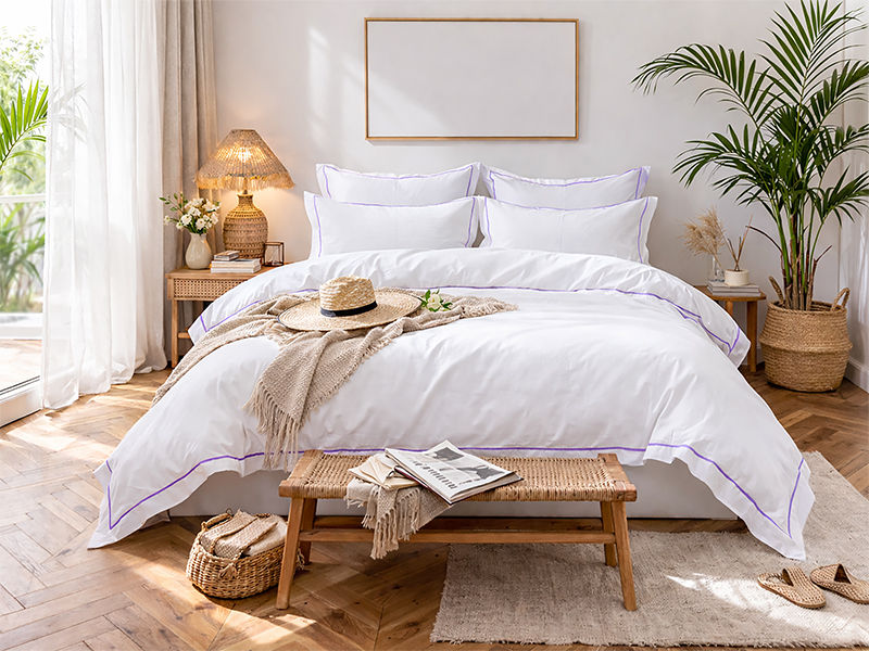 Premium Collection - Super Soft and Breatheable Oxford Royal Lilac Satin-Stitched Duvet Cover Set - (01 Set) - CPT Super King