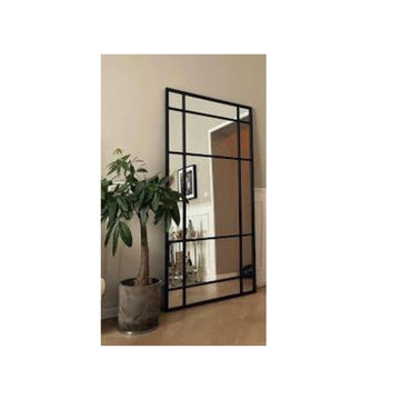 QandAHome-Black Rectangular Window Mirror
