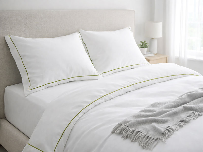 Premium Collection Soft Touch - Oxford Olive Green Satin Stitch Pillow Cover Set - Standard - (30 Sets)