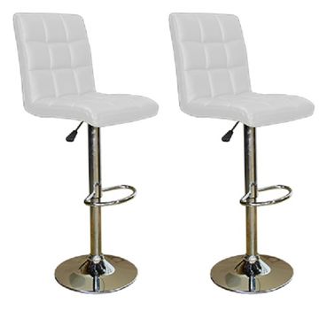 White Imprezza Faux leather barstools with gear lift and Swivel function - Set of 2