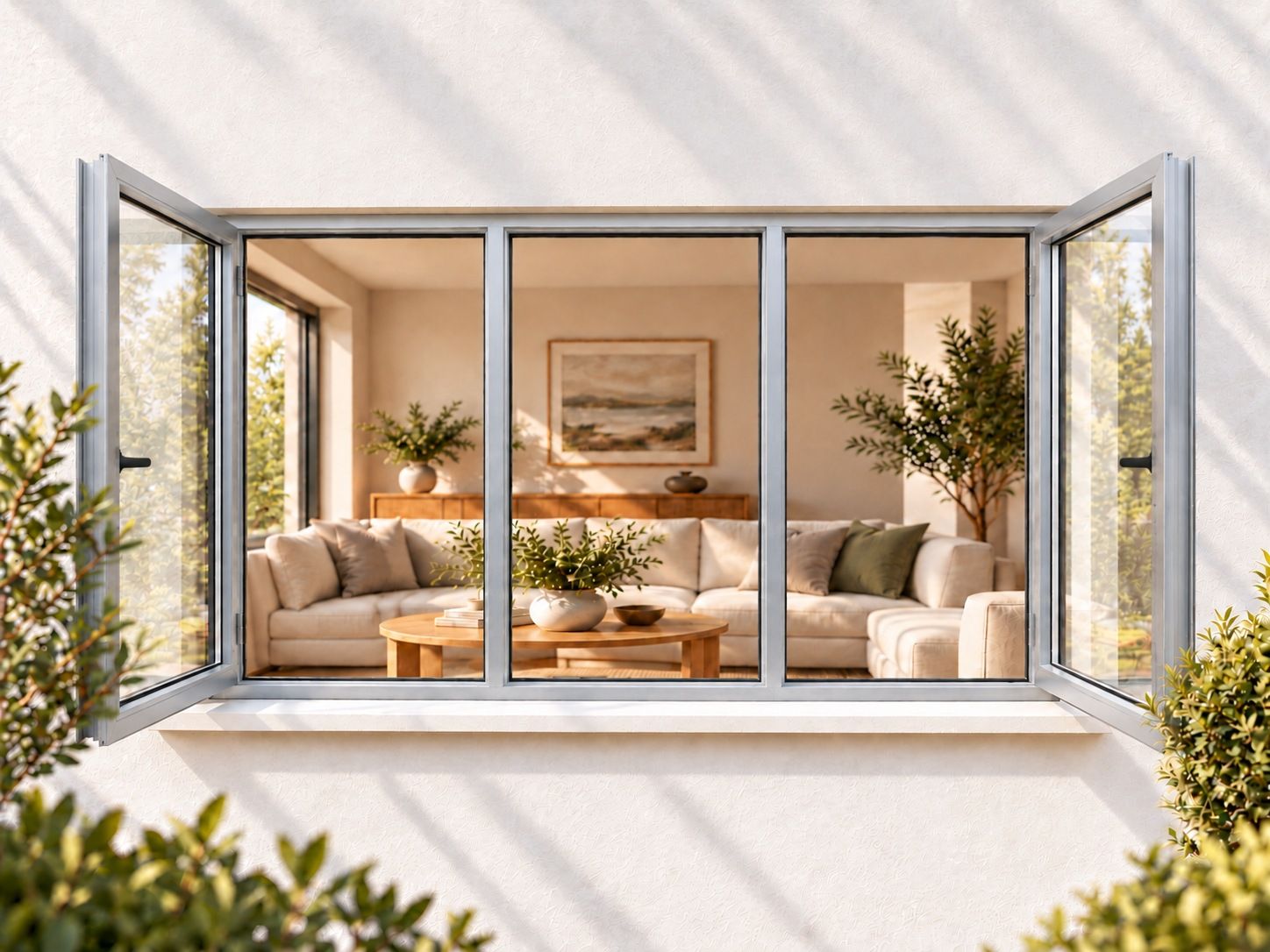 Kenzo Premium Side-Hung Aluminium Window - Silver, 1800 900 mm, Double Side Opener