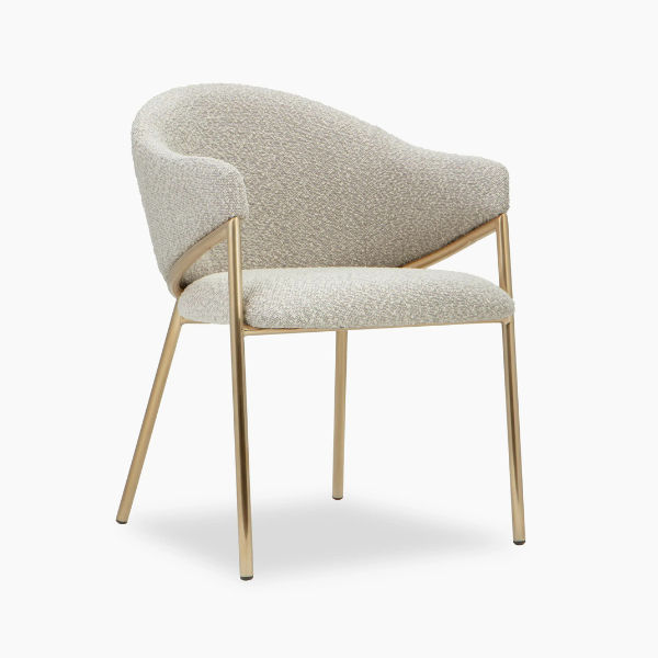 Chair Crazy Napoli Carver Chair Brass Chrome - Stone Fabric