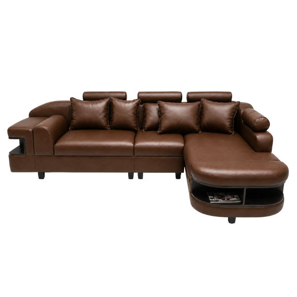Chloe L Shape Corner Sofa – Bonded Leather Brown
