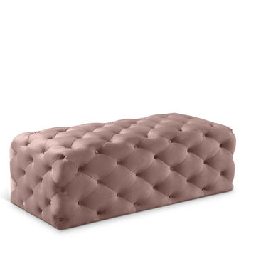 Clark Rec Velvet Upholstered Ottoman Bench Large Pink
