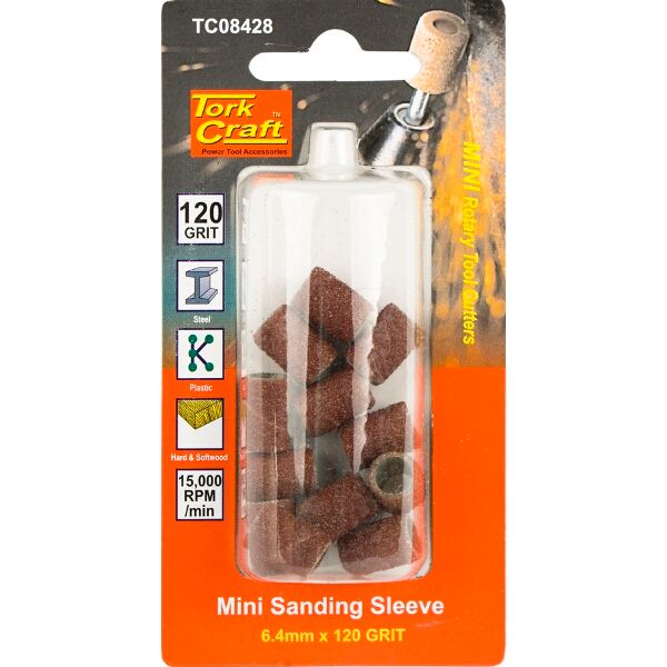 Mini Sanding Sleeve 6.4Mm 120G 12Pc