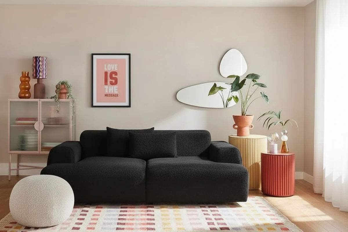 Luana Sofa Ottoman (Black)