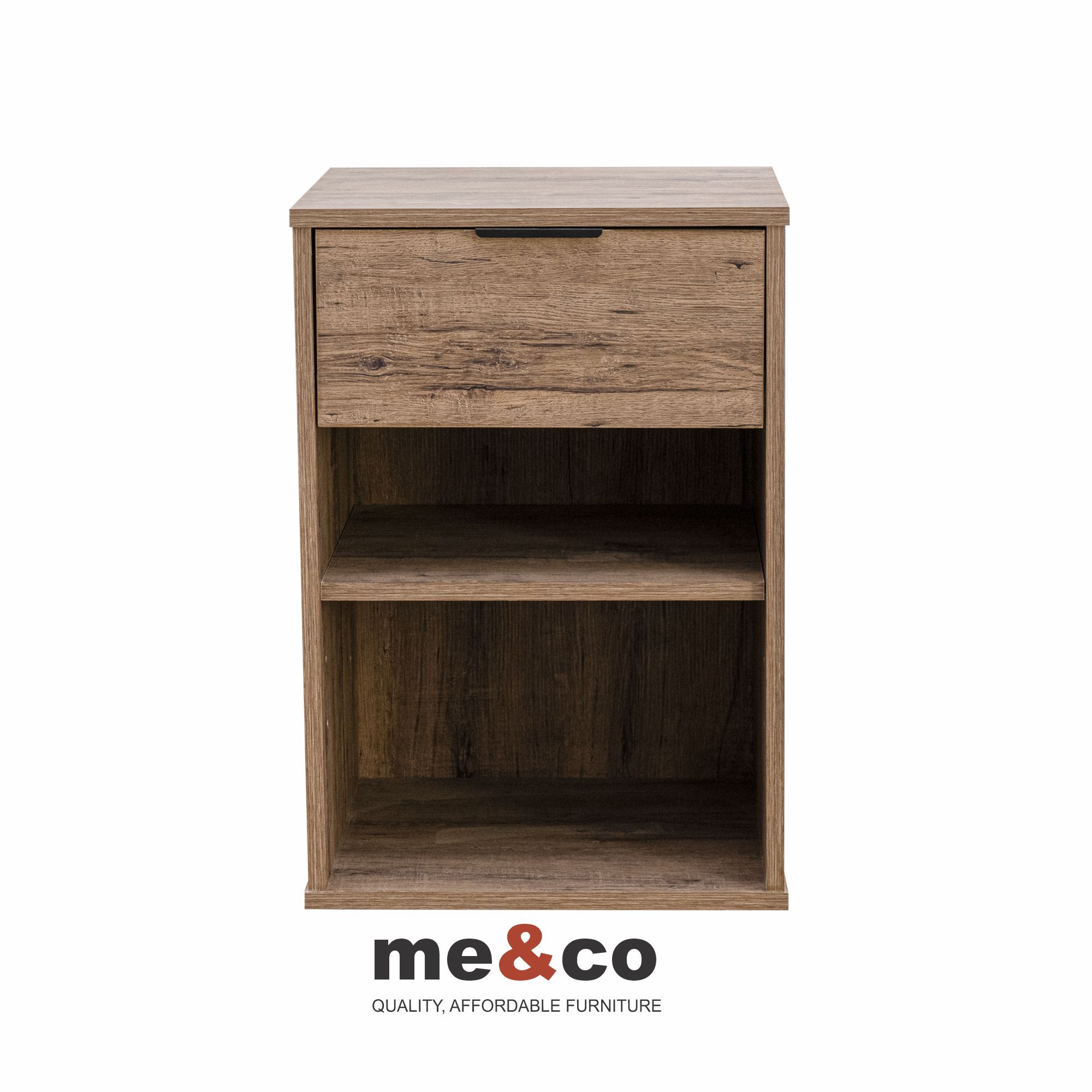 Jake One Drawer Bedside Table Pedestal - Rustic Birch