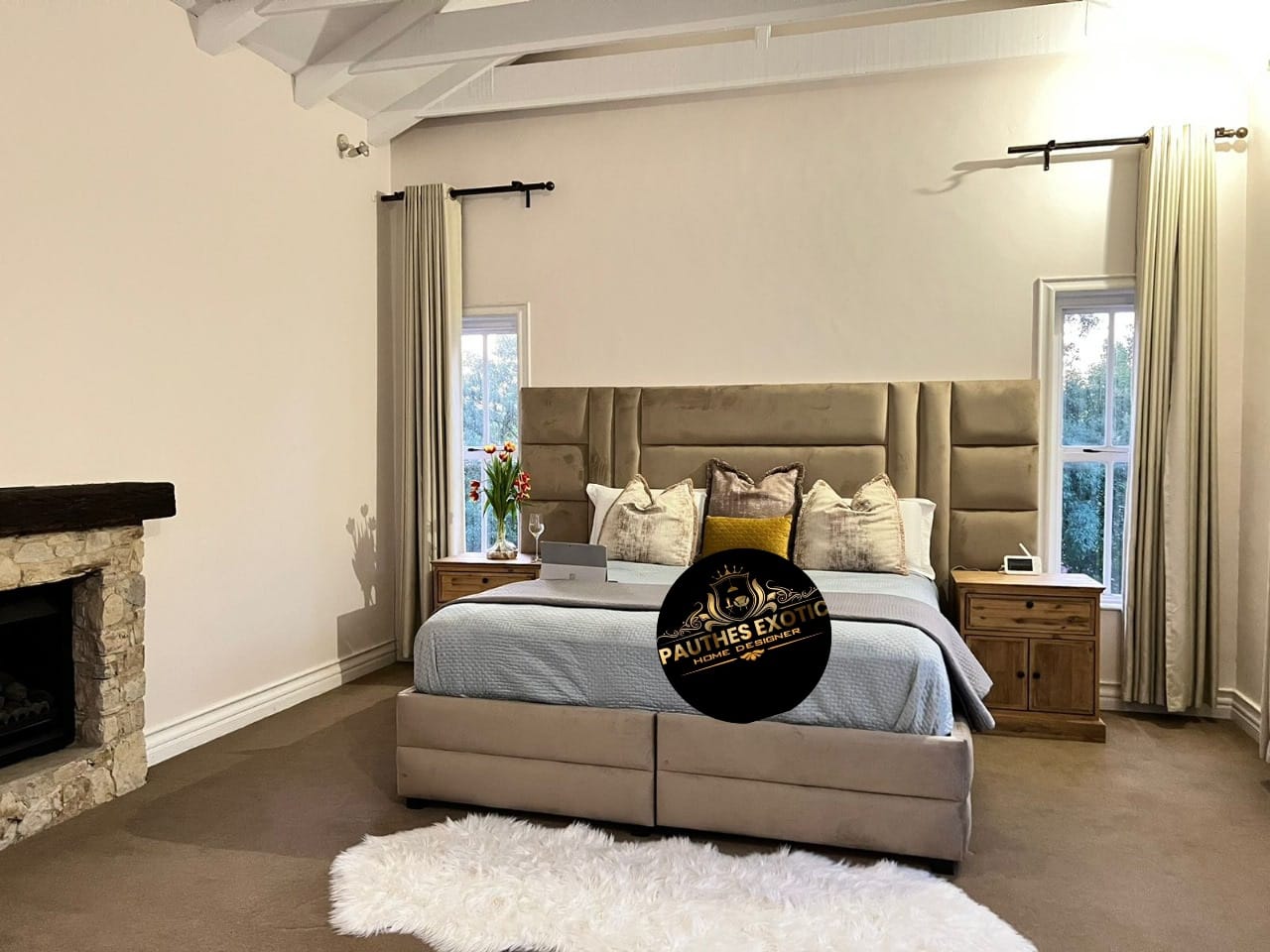 Luxury Headboard and Base Beige king set