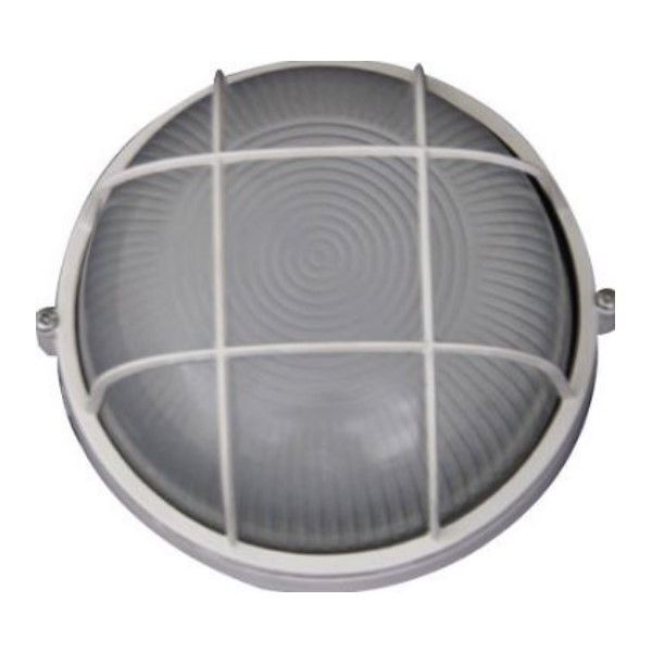 230VAC 12W White LED Cage Bulkhead 6000K 240mm Dia. IP54