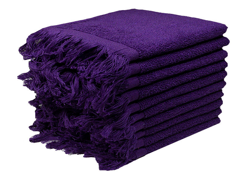 Recycled Yarn - Ocean's 380GSM - Fringe Towels - Violet (10 Piece Pack)