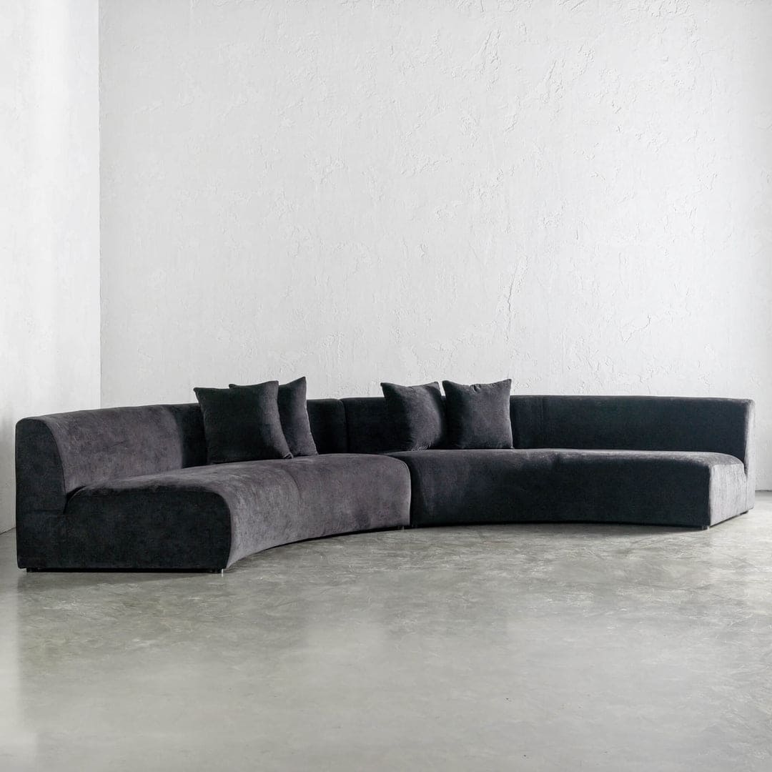 DUO CURVED 2 PCE SOFA - Black