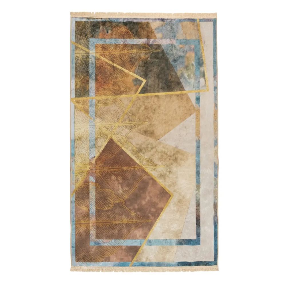Leaf Geometric Printed Rug 160 220 cm – Modern Decorative Area Rug for Lounge, Bedroom & Office