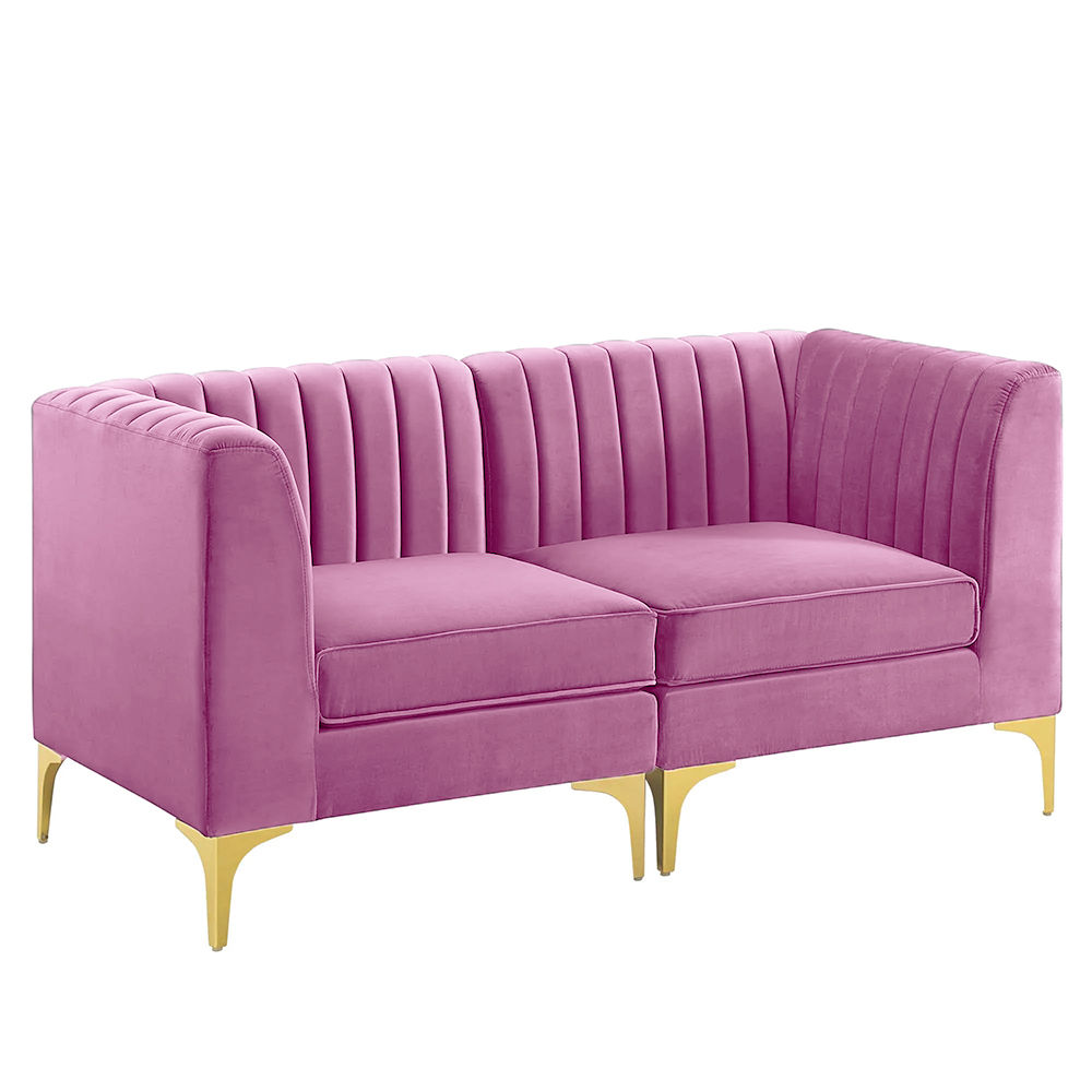 Sage 2 Seater Tufted Velvet Loveseat-Pink