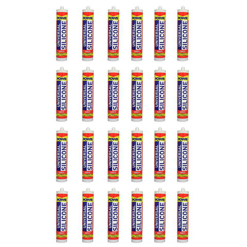 POWR Universal Silicone Sealant Grey 260ml Cartridge ( 24 Pack )