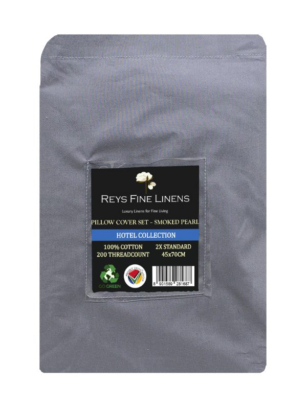 Rey's Fine Linen - Hotel Collection - Pillow Cover Set-01 Pc Pack-Standard-Smoked Pearl
