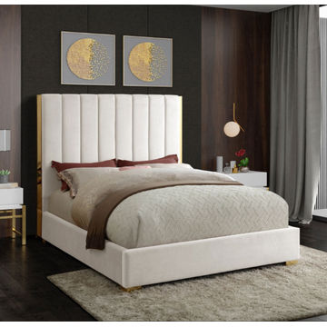 Harper Sleigh Bed King -Off White