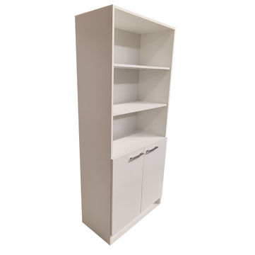 Oxford 5 Shelf,2 Door Book/Filing Cabinet 80cm - White