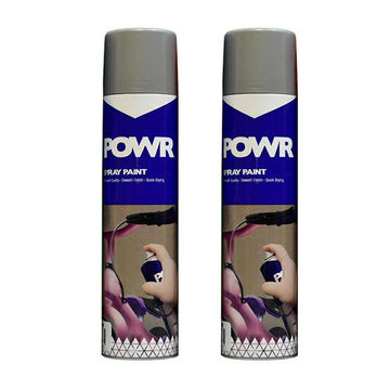 POWR Spray Paint Metal Grey 300ml ( 2 Pack )