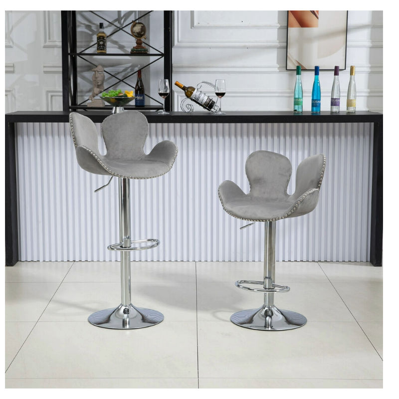 KC Furn-Rosey Bar Chairs (Grey set of 2)