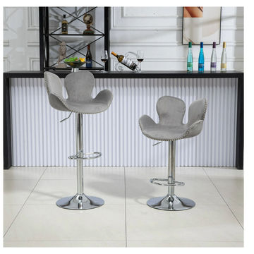 KC Furn-Rosey Bar Chairs (Grey set of 2)