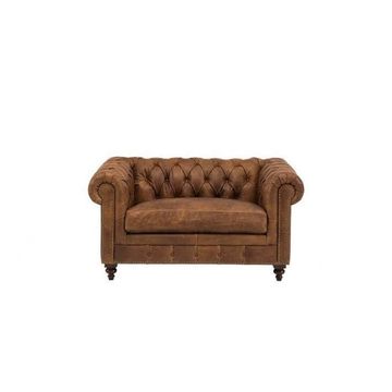Fio Chesterfield Brown Euro Leather 1 Seater Sofa Couch