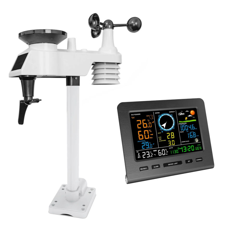 Outdoor Weather Forecast Temperature Humidity Calendar Alarm Clock LCD Screen