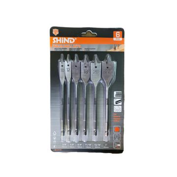 Shind 6-Piece Flat Wood Drill Bit Set – High-Speed Steel Spade Bits for Fast, Clean Wood Drilling