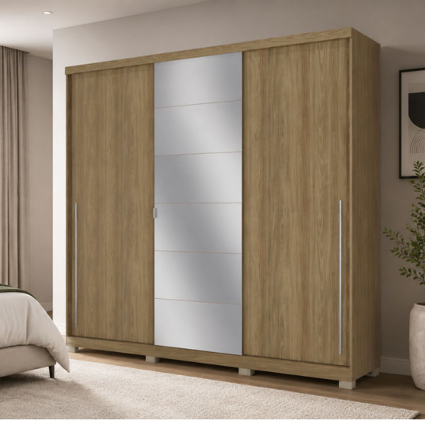 Leonardo 3 Door Sliding Wardrobe Brown