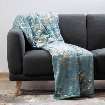 Nu Dekor  - 3D Marble Design Fleece Blanket - Turquoise - 180x200cm