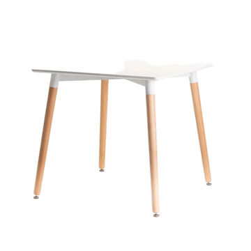 Vividitto -Benzie Wooden Leg Dining Table - White - 80 x 80 cm (4 Seater)