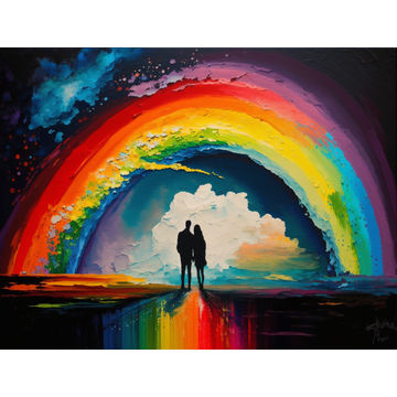 Canvas Wall Art - Canvas Wall Art: Loves Reflection Acrylic Painting - B1341 - [120 x 80 cm]