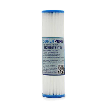 SUPERPURE 10 inch Pleated Sediment Water Filter Cartridge (20-Micron)