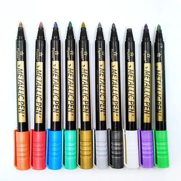 10 Metallic Pens Art & Crafts Scrapbook Hobby Rock-Glass-Plastic Painting Gift - 1 Pack